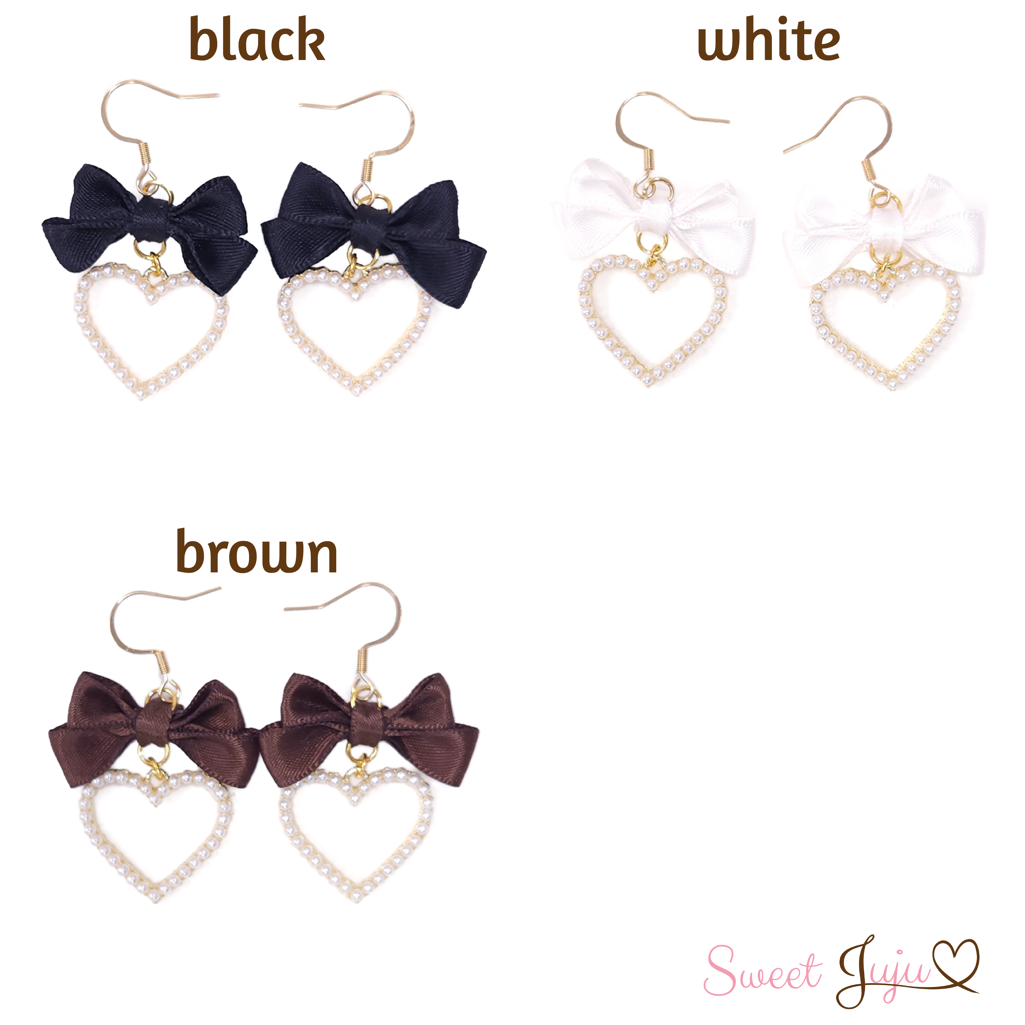 ribbon heart earrings bwb-01