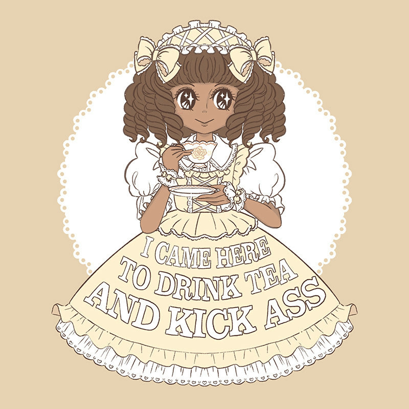 Beige %22Drink Tea & Kick Ass%22 (Oldschool) sweatshirt preview copy