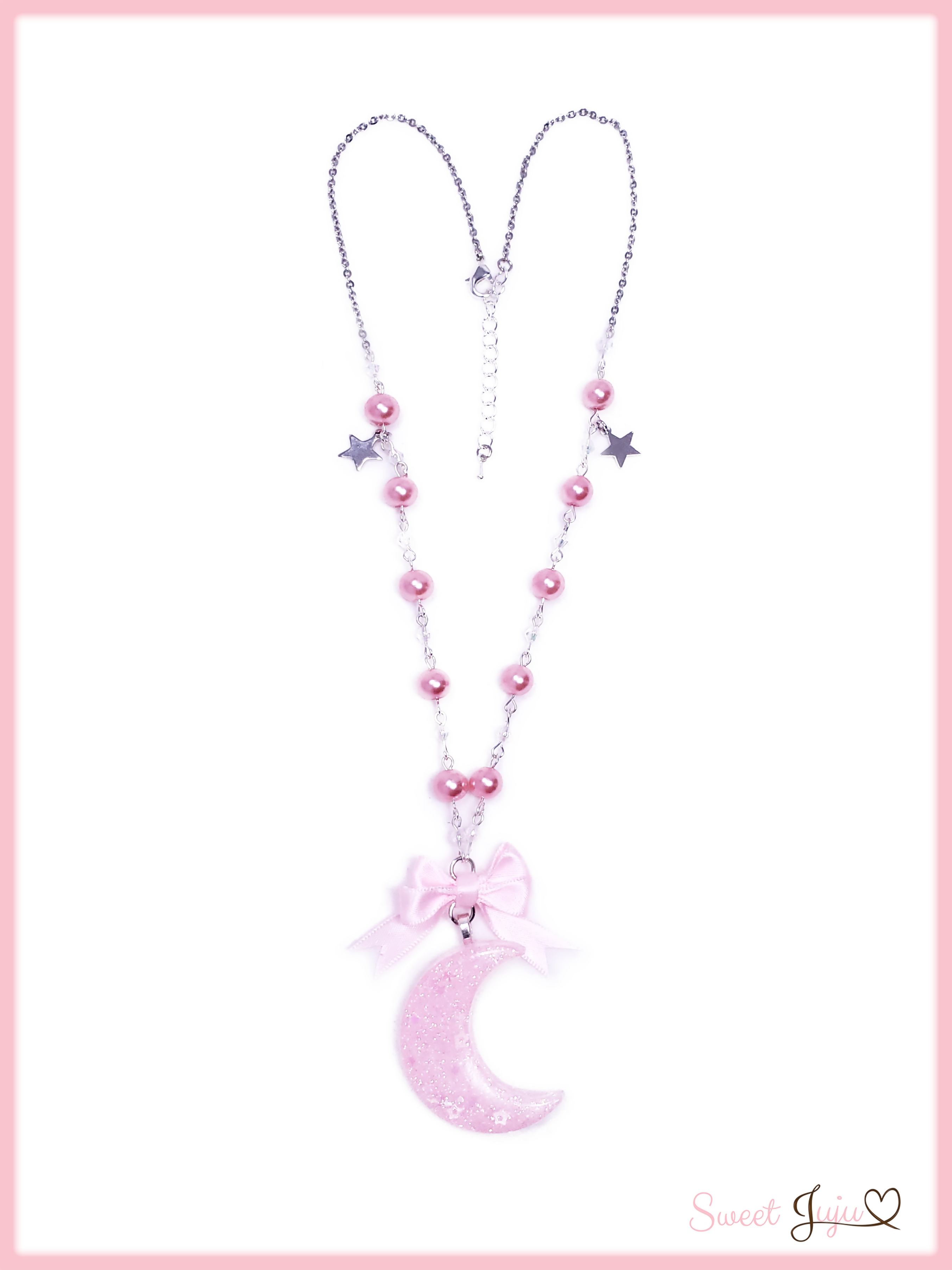 celestial angel necklace pink