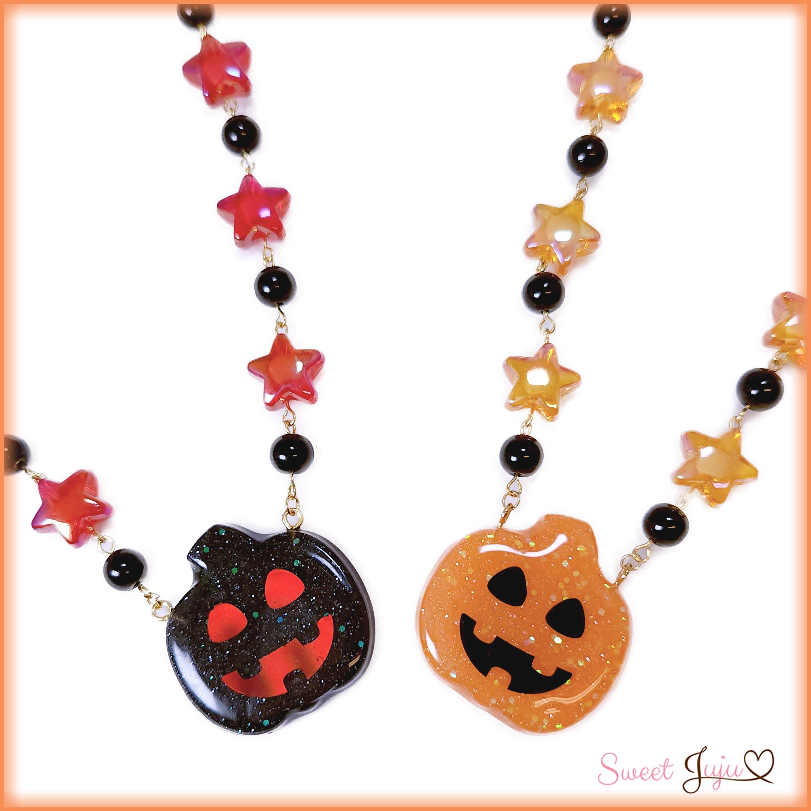 spooky glow jack o lantern necklace both