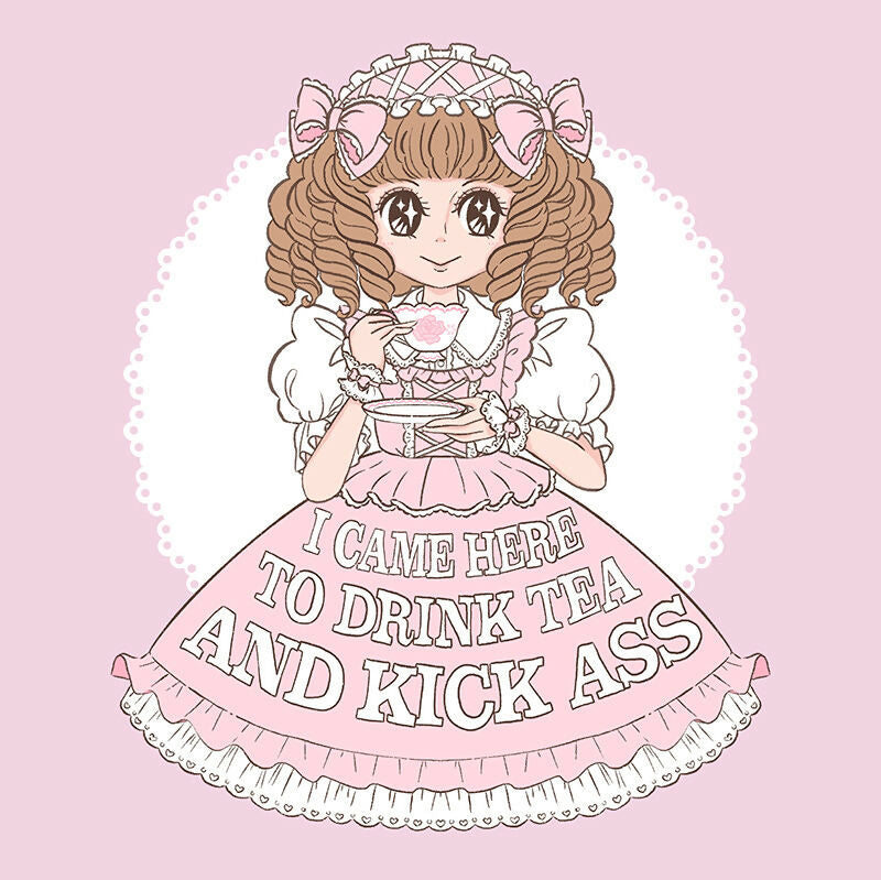 Baby Pink %22Drink Tea & Kick Ass%22 (Oldschool) sweatshirt preview copy