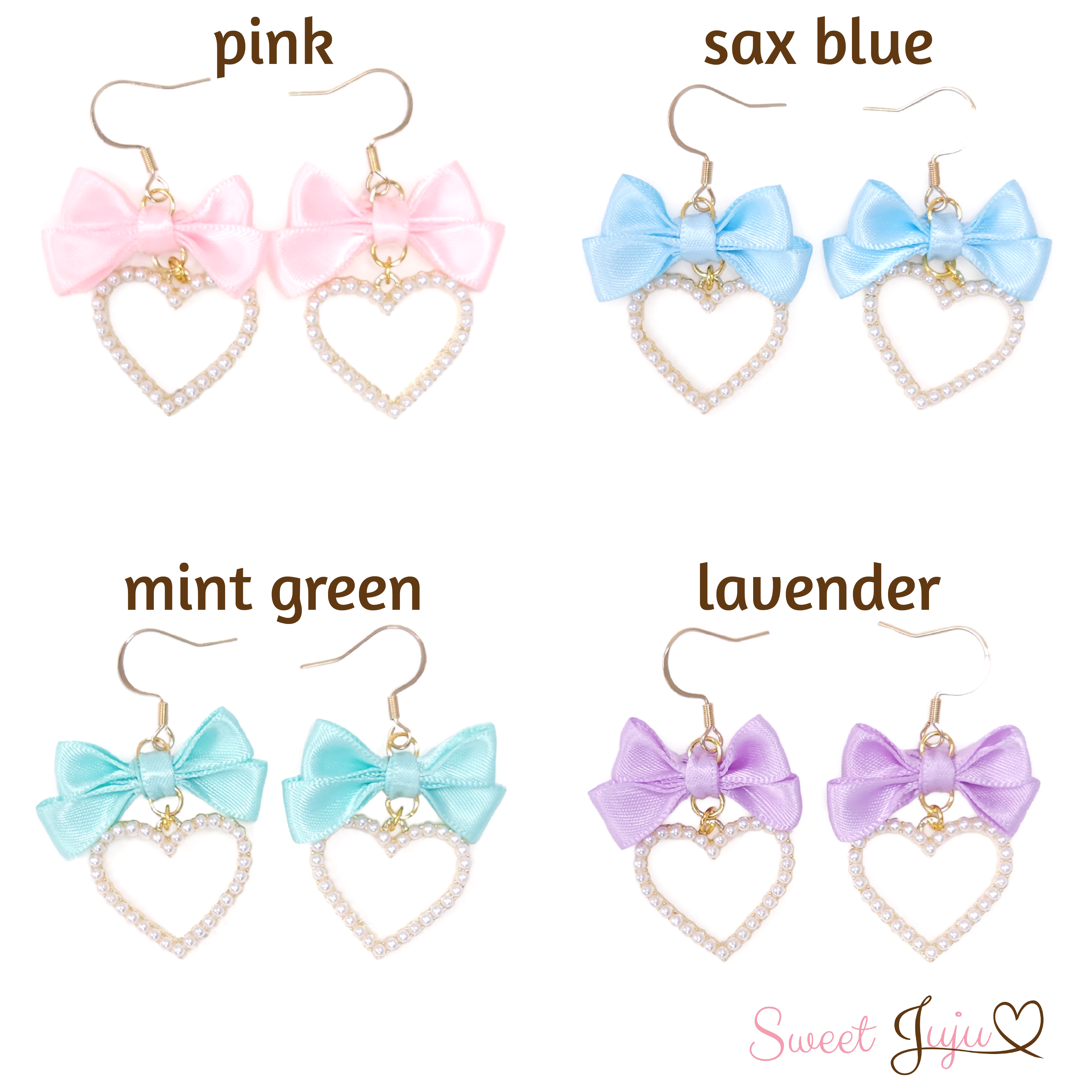 ribbon heart earrings pastel-01