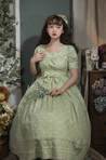 Seasons Flower Onepiece Dress in Light Green (2 Sizes) - Lolita Collective