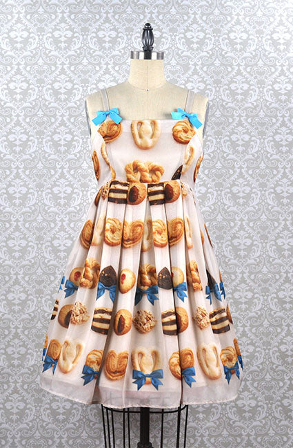 Ribbon Cookies Jumperskirt in Cream - Lolita Collective