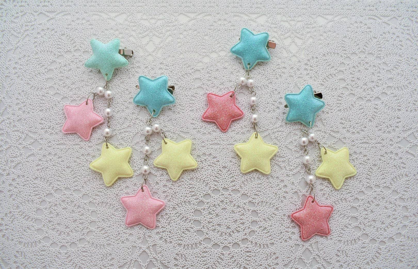 2-Way Multi Pastel Star Clips (4 colors) - Lolita Collective
